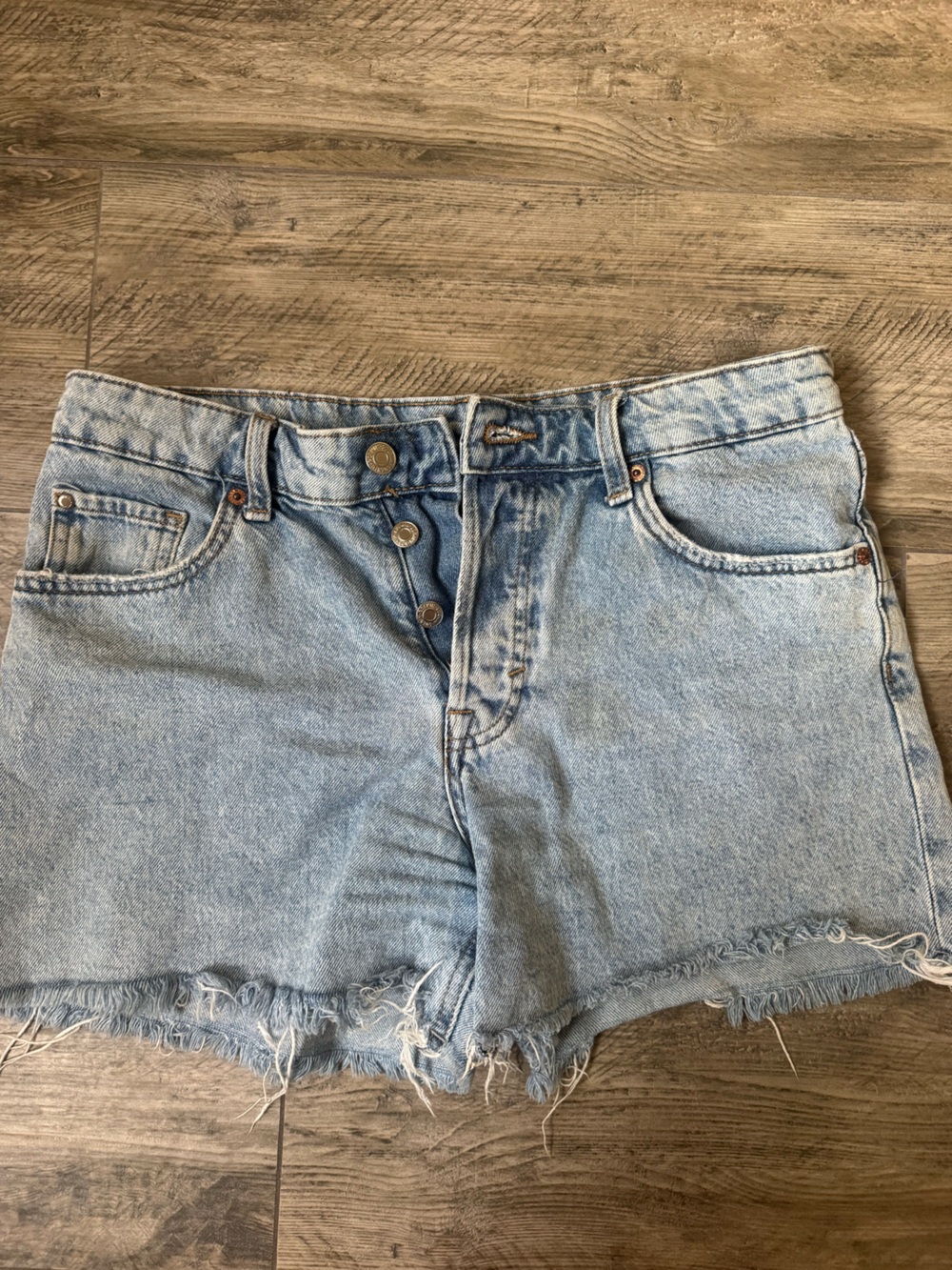 H&M Light Blue 90s Boyfriend Shorts - low waist